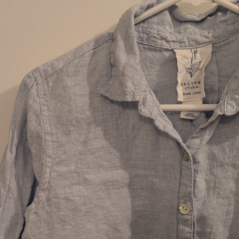 Calypso St. Barth Light Blue Button Down Shirt - Picture 3 of 9